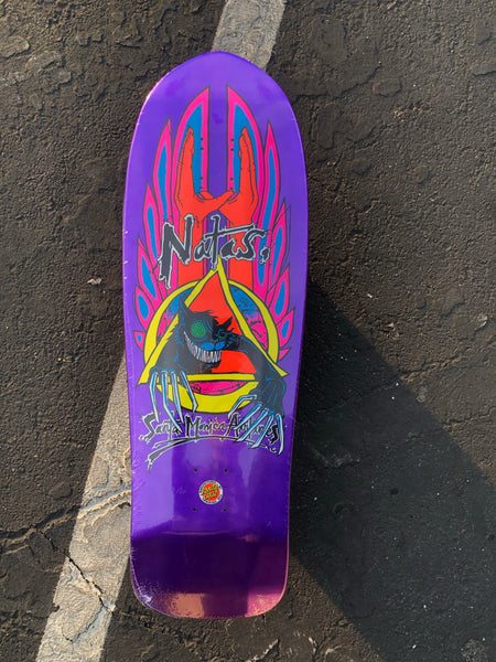 Santa Cruz Natas Evil Cat Skateboard Deck Purple Rare Metallic